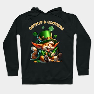 St Patricks day leprechaun cat - Catnip & Clovers Hoodie